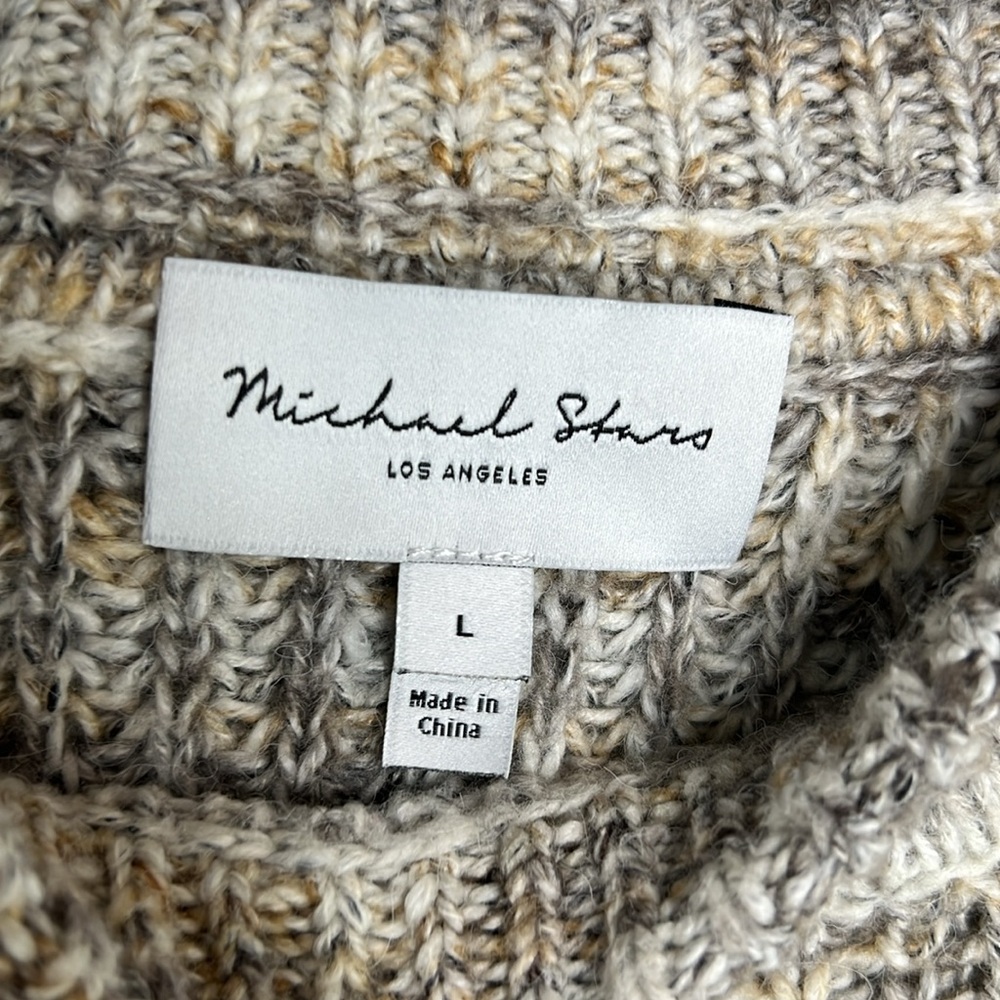 Michael Stars Boxy Crop Michelle Alta Shaker Stitch Cotton Blend Sweater size L - Picture 7 of 12